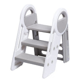 JoyrChld Step Ladder 3-Step grey front view helps toddlers reach counters safely