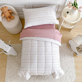 Joyreap flower stripes Boho comforter showcases gentle cotton for delicate toddler skin.