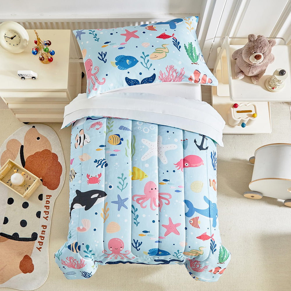 Joyreap ocean-themed comforter with whales and turtles for cozy bedtime