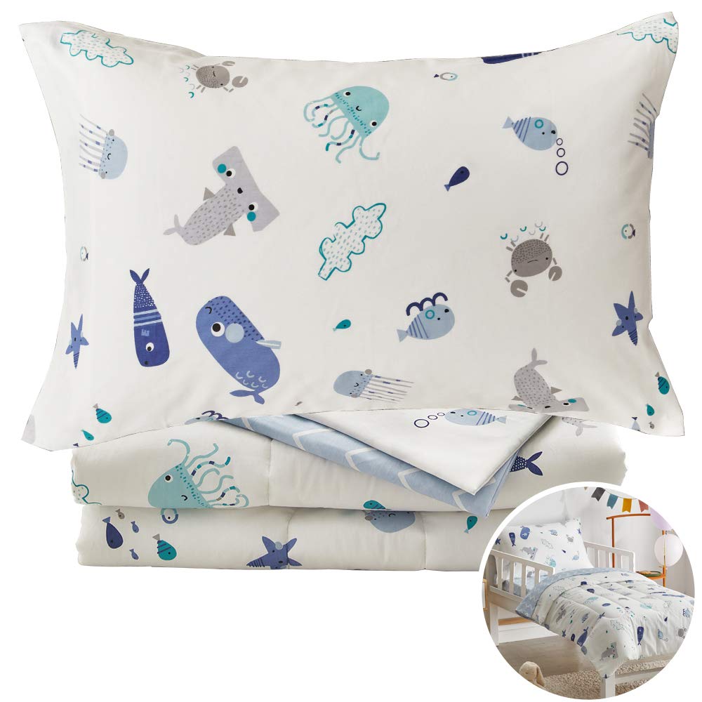 Joyreap ocean comforter with starfish motif promotes calm bedtime.
