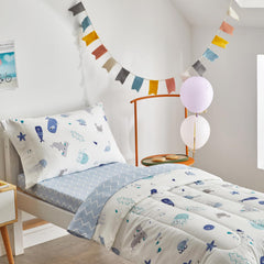 Joyreap top sheet with ocean pattern adds playful warmth for nights.