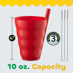 JoyServe Kids Cups neon green built-in straw ideal for durable, kid-friendly drinking