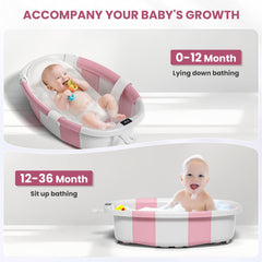 JoyYum bath cushion with four safety belts keeps baby secure in tub.