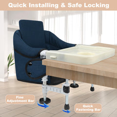JOZZVE Hook On High Chair backrest and padded seat for comfort.