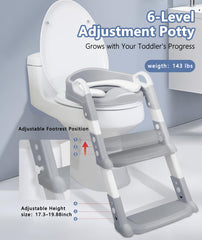 JPart potty seat with ladder anti-slip footrest provides secure footing.
