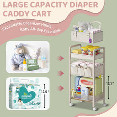 JRANBRJS three-tier baby cart offers organized storage for nappies and wipes