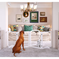 JSB dog gate 96-inch with walk-through door for safe hallway passage