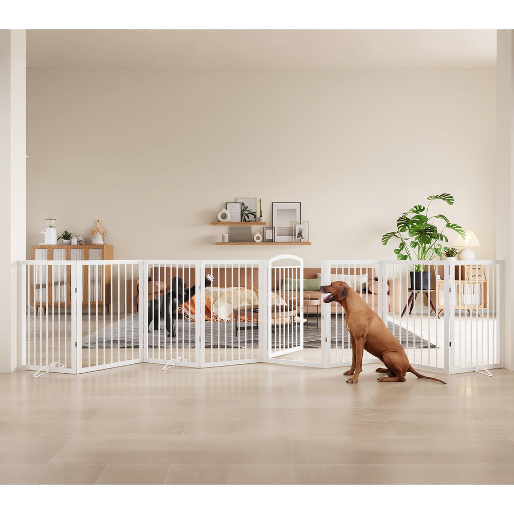 JSB dog gate assembly shows quick setup for wide spaces