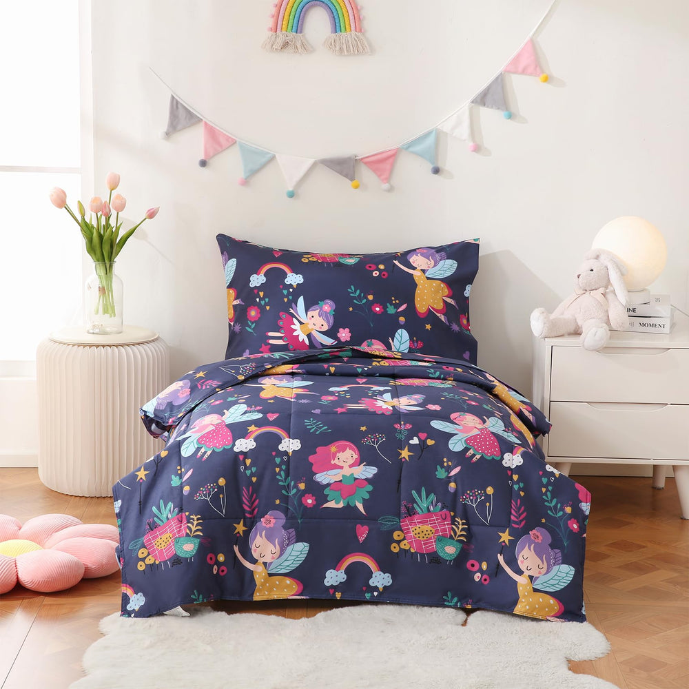 JSD Fairy toddler bedding set quilted comforter provides soft warmth for bedtime