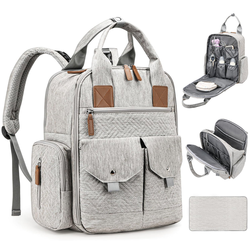 JSTPRO diaper bag backpack front view shows roomy compartments for baby essentials.