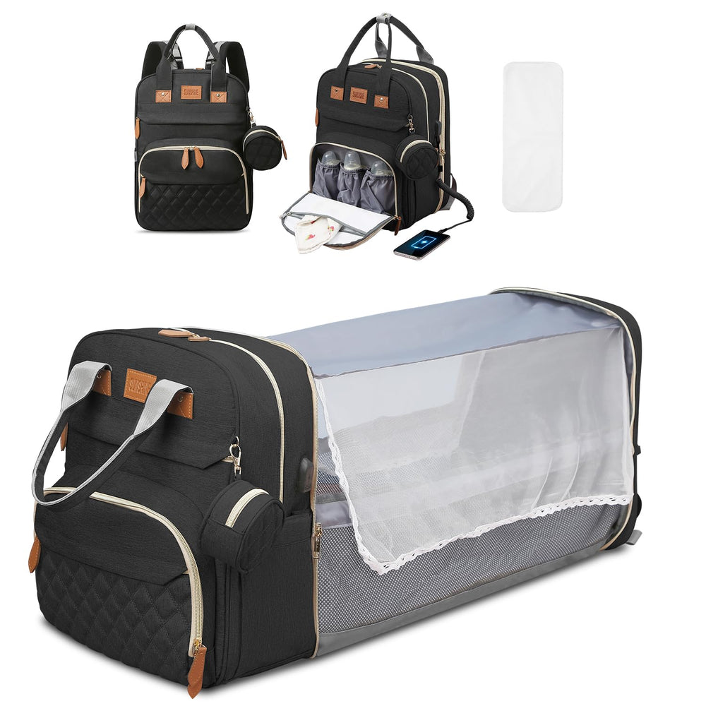 JSTPRO diaper bag backpack front view showing a spacious main compartment and organized layout