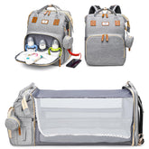 JSTPRO diaper bag backpack in grey, full view for organized family outings