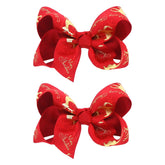 JUCCPUL Christmas elk red 3in bow adds festive flair to toddler hair.