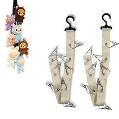 Juglok plush toy display strap with eight clips for organized plush display