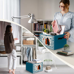 JUIOEIU blue organizer basket keeps clothes, books, and accessories neat