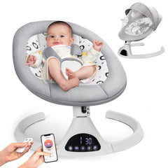 JUITOY electric baby swing with 5-speed control for gentle rocking.
