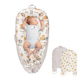 Jundetye baby lounger cover with zoo pattern adds playful style to the nest.
