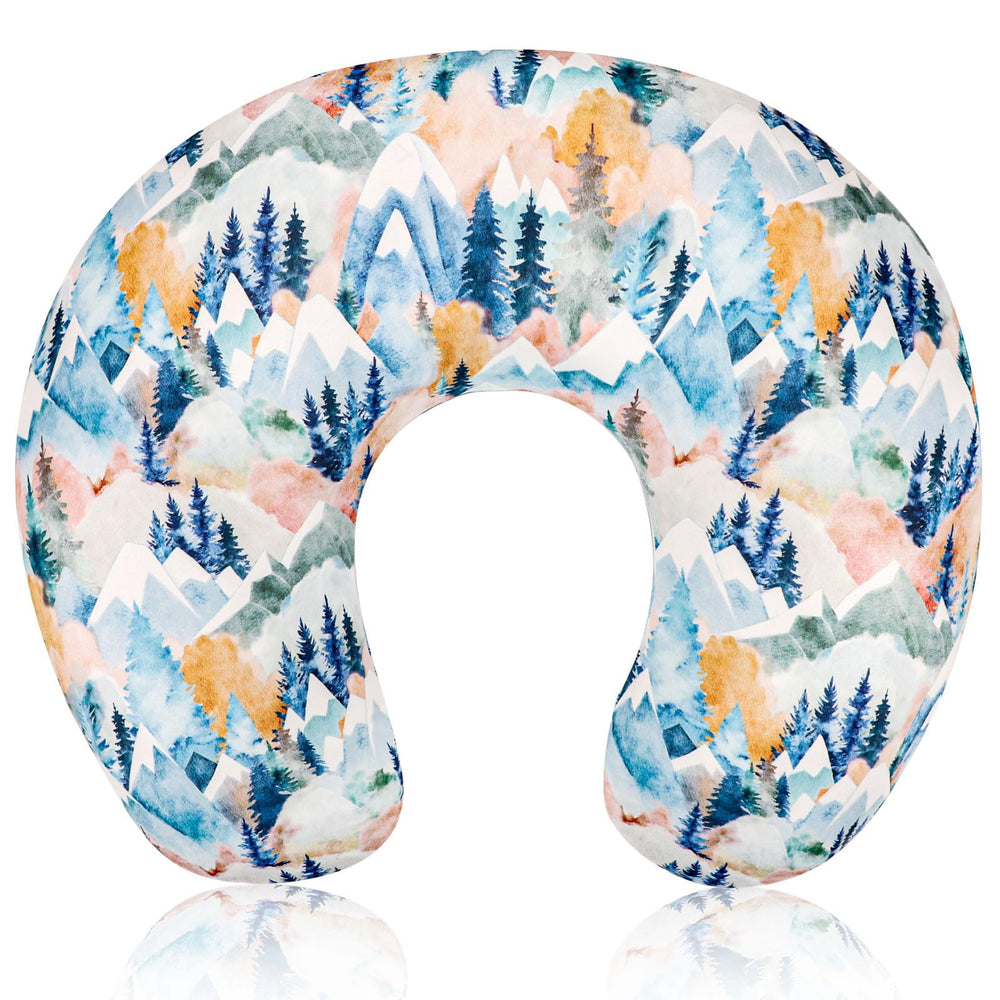 Jundetye forest-pattern nursing pillow cover front view for cozy feeding sessions.