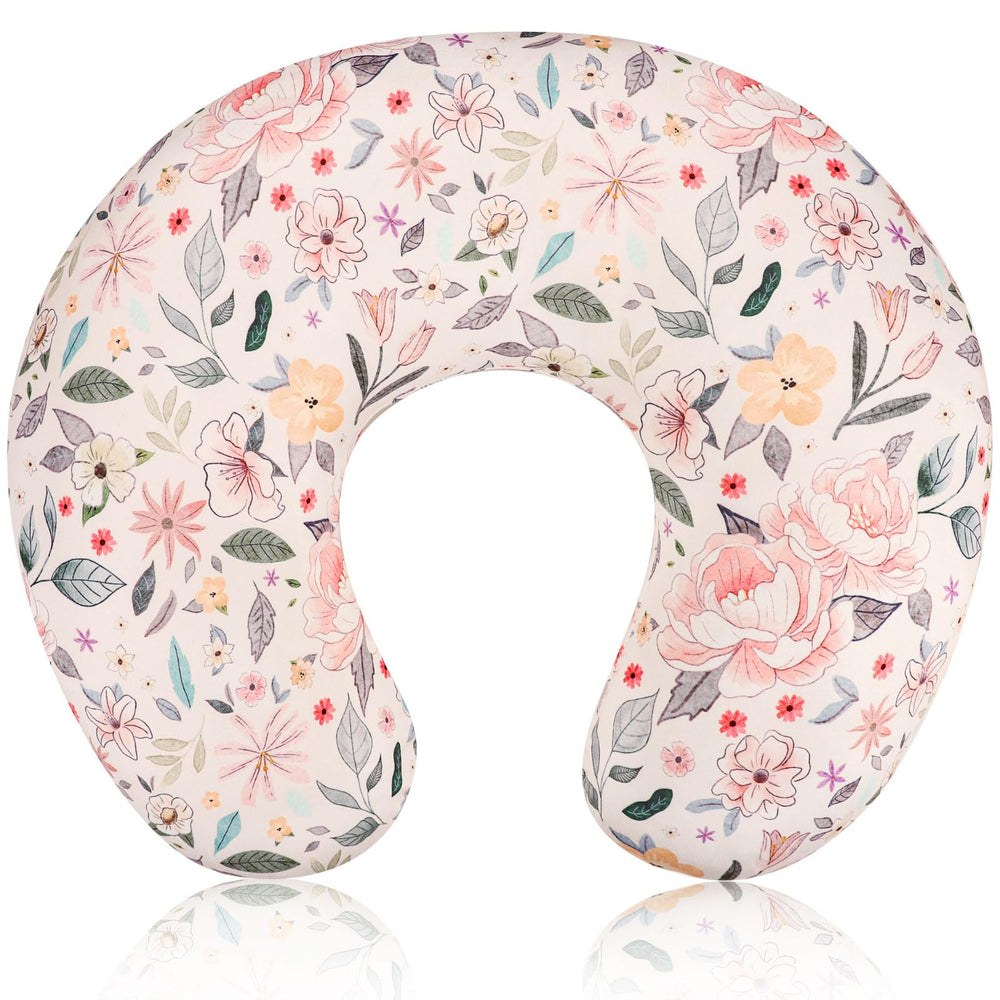 Jundetye nursing pillow cover with yellow pink flowers for cozy feeding sessions