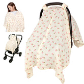 Jundetye car seat cover with pink flower pattern provides breathable sun shade for infants
