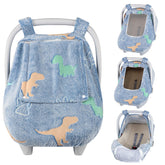 Jundetye blue dinosaur car seat cover with breathable fabric for comfort.