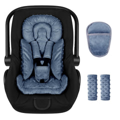 Jundetye infant car seat insert blue front view offers cozy, supportive padding for newborns.