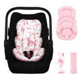 Jundetye infant seat insert in pink rose offers plush comfort for newborns on the go.