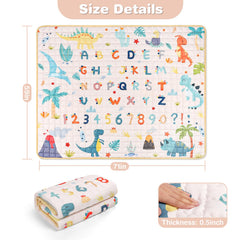 Jundetye large 71x59 inch play mat covers ample play space for babies and toddlers.