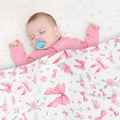 Jundetye rose-themed blanket ideal for baby girl gifts and photos.