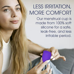 June Cup easy-grip stem aids simple insertion and removal.