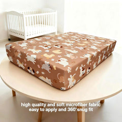 JUNENGCHUANG pack and play sheets elastic edge close-up, secure fit helps stay in place.
