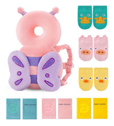 JunNeng head protector backpack with butterfly design cushions early walking efforts.