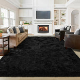 Junovo washable non-slip rug 6x9 black ensures stable grip and easy cleaning.