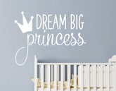 JURUOXIN Dream Big Princess crown wall decal in white creates a charming nursery focal point.