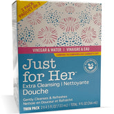 Just for Her Extra Cleansing Douche twin-pack bottle front view for gentle daily refreshment