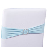 Juvale light blue chair sash with silver buckle for wedding decor.