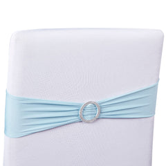 Juvale light blue chair sash with silver buckle for wedding decor.