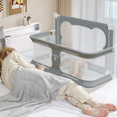 JWPEHOE 3in1 bassinet with bedside-rail close-up demonstrates easy nighttime access.