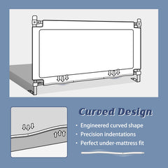 Close-up of 28 height-adjustment feature for JWPEHOE bed rail with mattress compatibility.