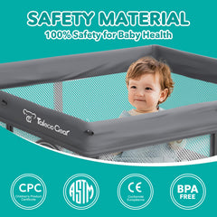 JWPEHOE foldable playpen with mesh offers clear supervision from every angle
