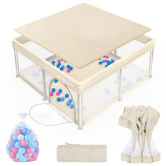 JWPEHOE Foldable Playpen setup offers quick, portable safe space for baby play.