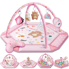 Jyusmile baby gym play mat with 8-in-1 design, ample room for tummy time and exploration.