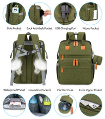 KABAQOO bag features insulated bottle pockets for temperature-friendly feeds