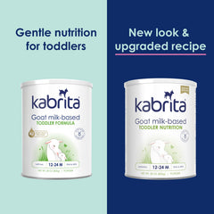 Kabrita goat milk toddler drink six-pack packaging for convenient family use.