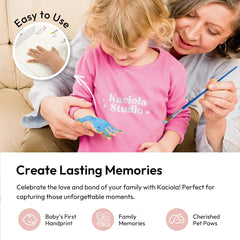 Kaciola handprint frame with four paint colors for vibrant prints.