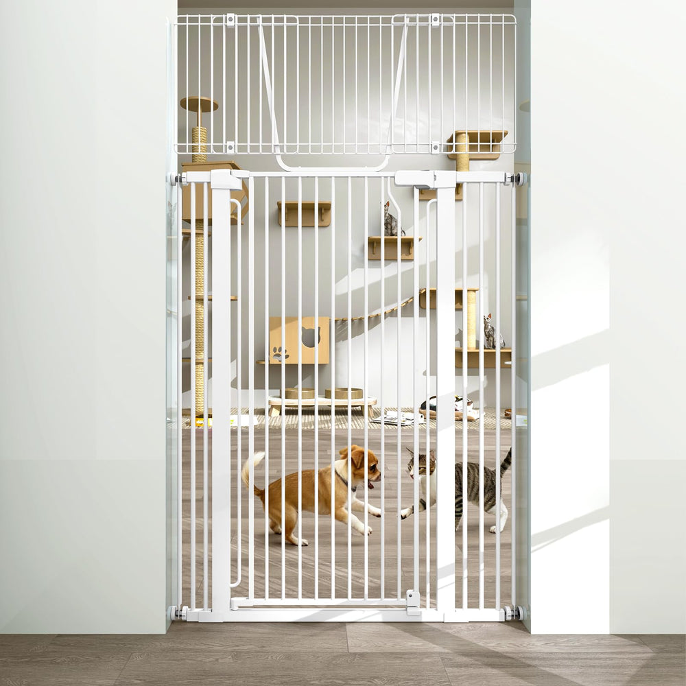KAGNJIC 71-inch extra tall cat gate blocks climbs and keeps pets secure in designated areas