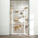 KAGNJIC 71-inch extra tall cat gate blocks climbs and keeps pets secure in designated areas