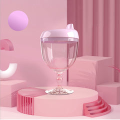 Kaiwern purple goblet with lid, side view, helps reduce spills at meals