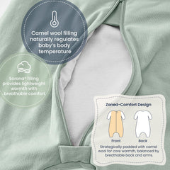 Kaiya Baby sleep sack chest temperature sticker aids gentle clothing adjustments.