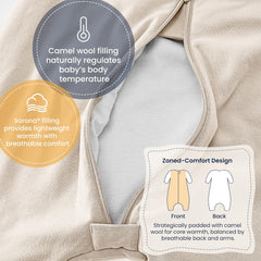 Kaiya Baby sleep sack dual zippers for easy nighttime diaper changes.